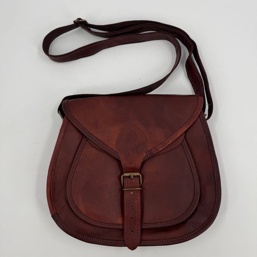 Great Seal of The State of Oklahoma 1907 Leather Crossbody‎ Saddle Bag Brown